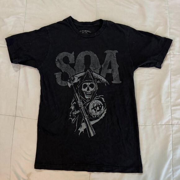 SOA Sons of Anarchy Black Reaper Graphic Tee Shirt T-Shirt Men sz Small - Picture 1 of 4